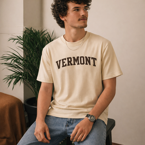 Vermont State Pride T-Shirt in Cream / Brown — lifestyle 2