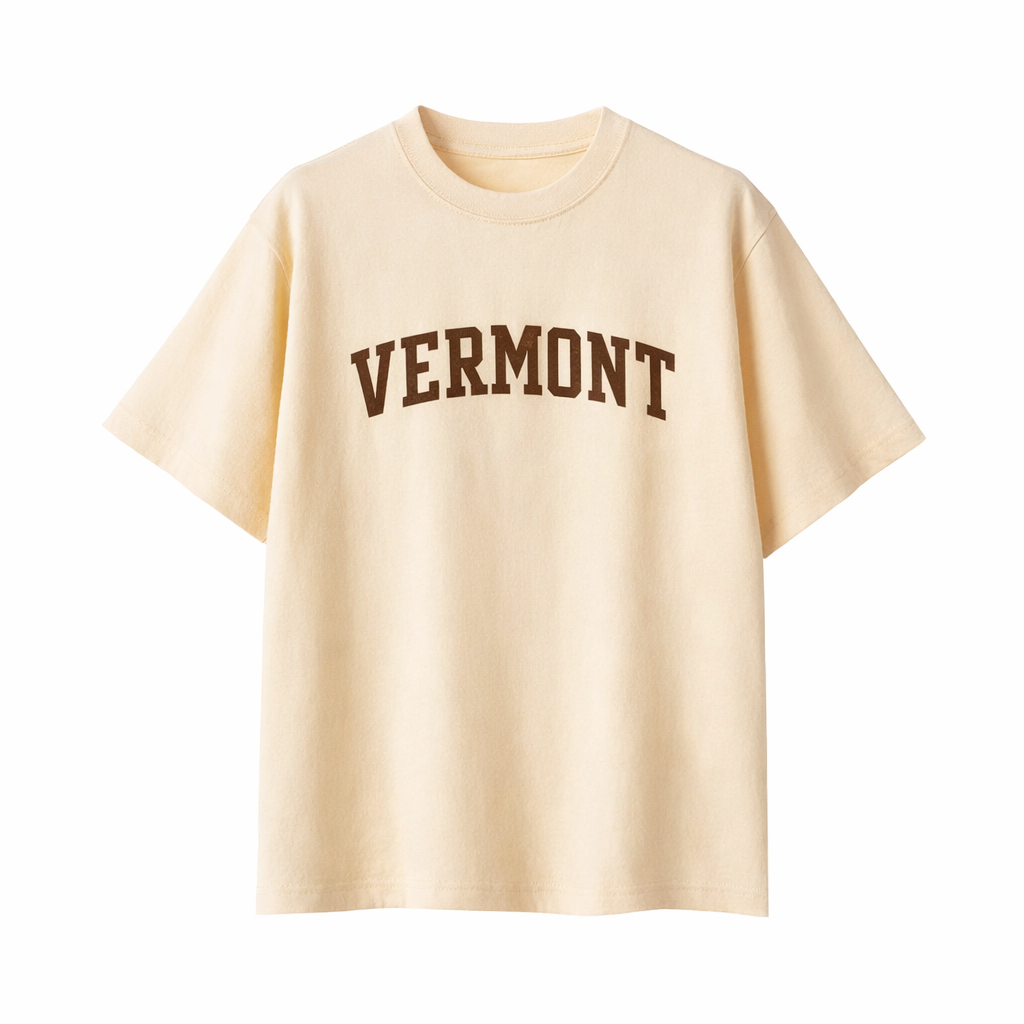 Vermont State Pride T-Shirt in Cream / Brown