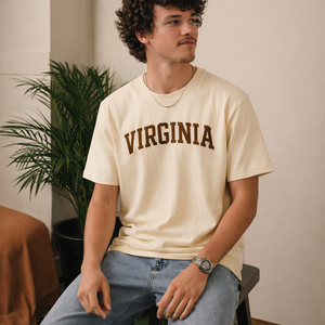 Virginia State Pride T-Shirt in Cream / Brown — lifestyle 2