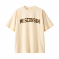 Wisconsin State Pride T-Shirt in Cream / Brown