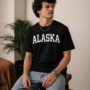 Alaska State Pride T-Shirt in Black / White — lifestyle 2