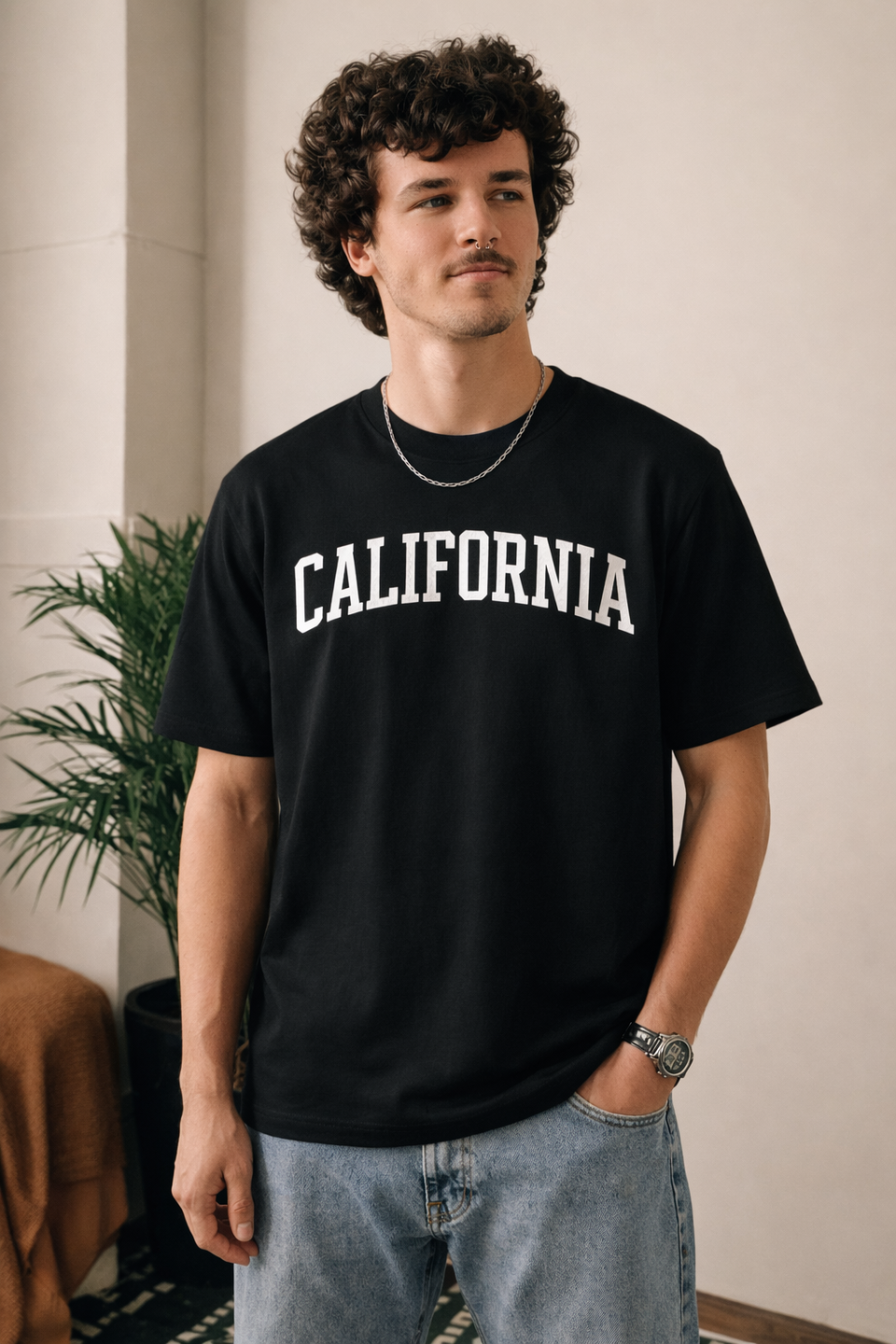 California State Pride T-Shirt in Black / White — lifestyle 1