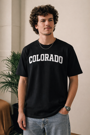 Colorado State Pride T-Shirt in Black / White — lifestyle 1