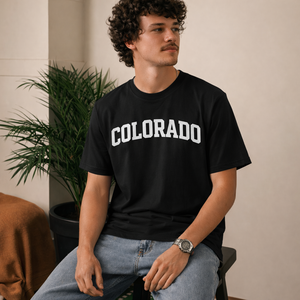 Colorado State Pride T-Shirt in Black / White — lifestyle 2