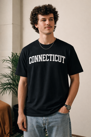 Connecticut State Pride T-Shirt in Black / White — lifestyle 1