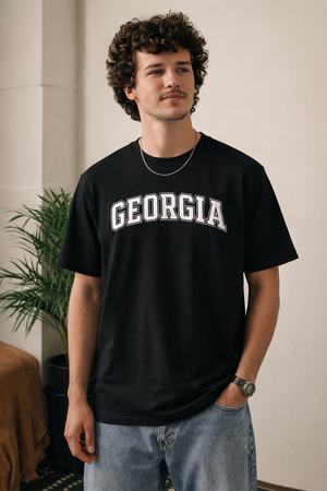 Georgia State Pride T-Shirt in Black / White — lifestyle 1