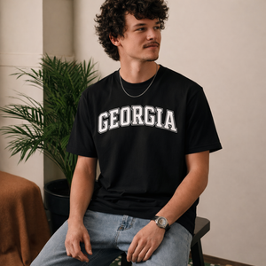 Georgia State Pride T-Shirt in Black / White — lifestyle 2