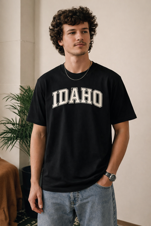 Idaho State Pride T-Shirt in Black / White — lifestyle 1