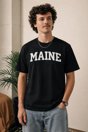 Maine State Pride T-Shirt in Black / White — lifestyle 1