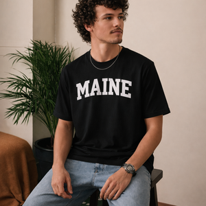Maine State Pride T-Shirt in Black / White — lifestyle 2
