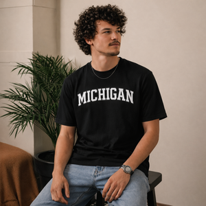 Michigan State Pride T-Shirt in Black / White — lifestyle 2