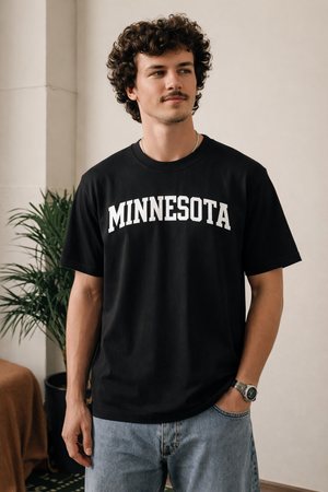 Minnesota State Pride T-Shirt in Black / White — lifestyle 1