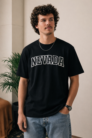 Nevada State Pride T-Shirt in Black / White — lifestyle 1