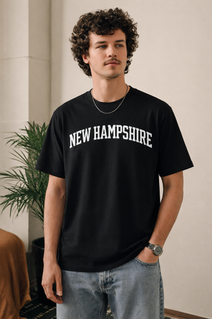New Hampshire State Pride T-Shirt in Black / White — lifestyle 1
