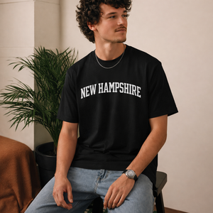 New Hampshire State Pride T-Shirt in Black / White — lifestyle 2