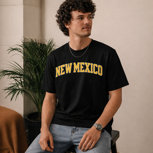 New Mexico State Pride T-Shirt in Black / Yellow — lifestyle 2