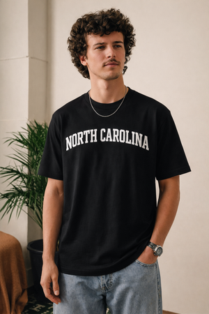 North Carolina State Pride T-Shirt in Black / White — lifestyle 1