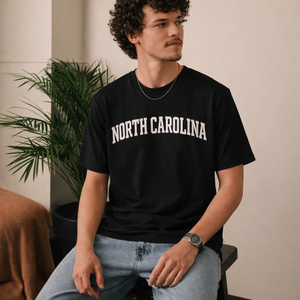 North Carolina State Pride T-Shirt in Black / White — lifestyle 2