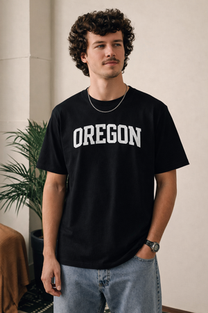 Oregon State Pride T-Shirt in Black / White — lifestyle 1