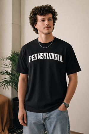 Pennsylvania State Pride T-Shirt in Black / White — lifestyle 1