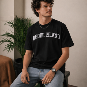 Rhode Island State Pride T-Shirt in Black / White — lifestyle 2