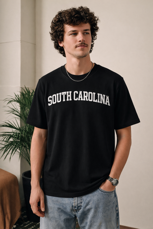 South Carolina State Pride T-Shirt in Black / White — lifestyle 1