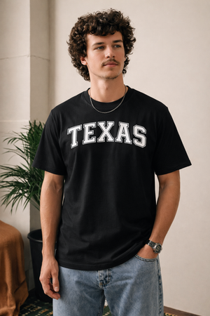 Texas State Pride T-Shirt in Black / White — lifestyle 1