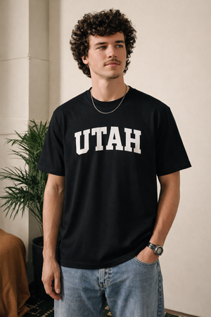 Utah State Pride T-Shirt in Black / White — lifestyle 1