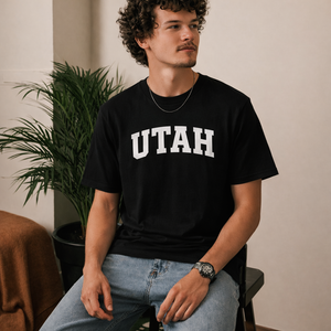 Utah State Pride T-Shirt in Black / White — lifestyle 2