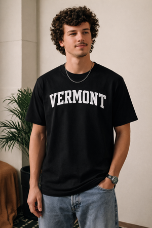 Vermont State Pride T-Shirt in Black / White — lifestyle 1