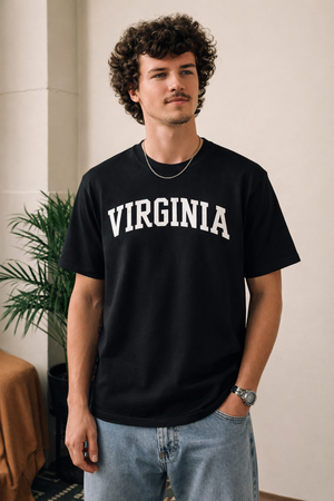 Virginia State Pride T-Shirt in Black / White — lifestyle 1