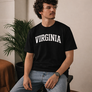 Virginia State Pride T-Shirt in Black / White — lifestyle 2