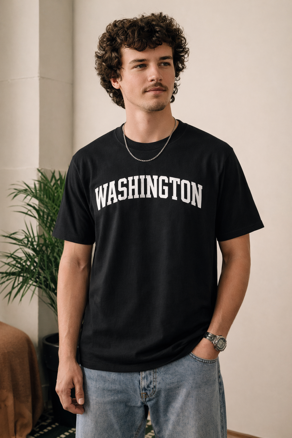 Washington State Pride T-Shirt in Black / White — lifestyle 1