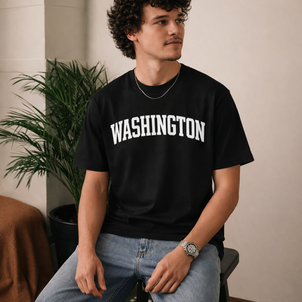 Washington State Pride T-Shirt in Black / White — lifestyle 2