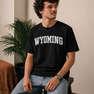 Wyoming State Pride T-Shirt in Black / White — lifestyle 2