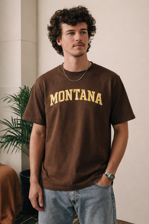 Montana State Pride T-Shirt in Coffee / Cream — lifestyle 1
