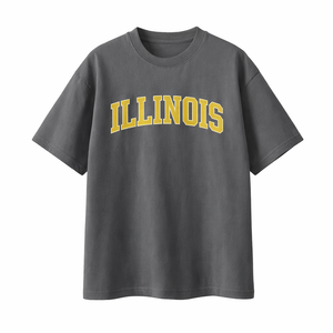 Illinois State Pride T-Shirt in Charcoal / Cream