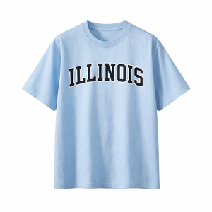 Illinois State Pride T-Shirt in Light Blue / Navy
