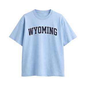 Wyoming State Pride T-Shirt in Light Blue / Navy
