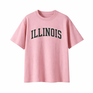 Illinois State Pride T-Shirt in Pink / Charcoal