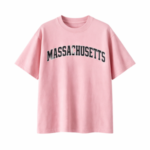 Massachusetts State Pride T-Shirt in Pink / Charcoal