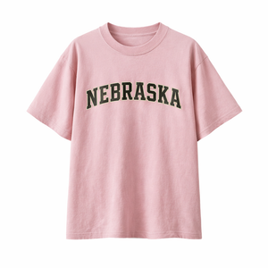 Nebraska State Pride T-Shirt in Pink / Charcoal