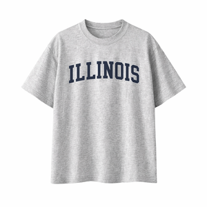 Illinois State Pride T-Shirt in White Gray / Navy
