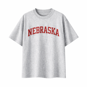 Nebraska State Pride T-Shirt in White Gray / Dull Red