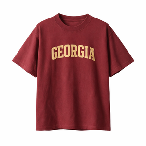 Georgia State Pride T-Shirt in Wine Gray / Cream