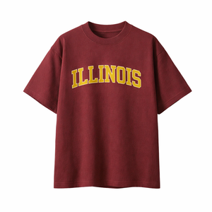 Illinois State Pride T-Shirt in Wine Gray / Gold