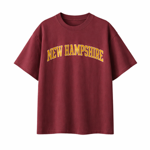 New Hampshire State Pride T-Shirt in Wine Gray / Gold