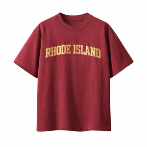 Rhode Island State Pride T-Shirt in Wine Gray / Sand