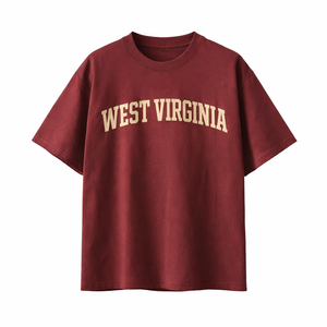 West Virginia State Pride T-Shirt in Wine Gray / Cream