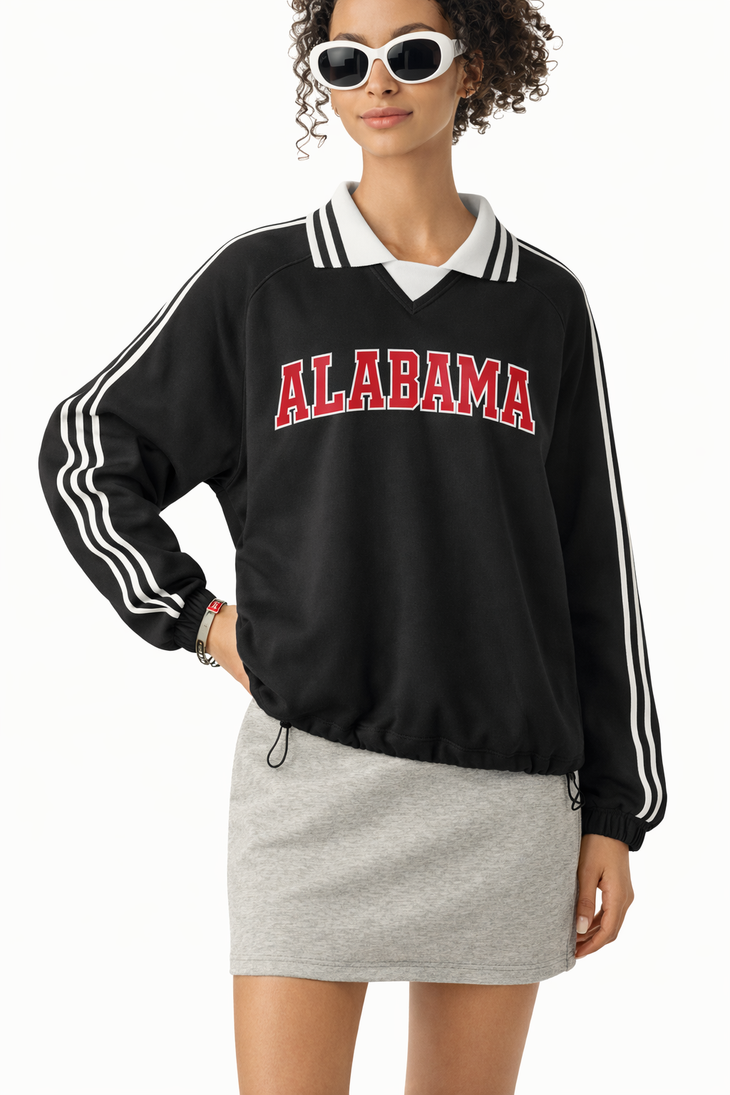 Alabama College Varsity Sweatshirt in Black / Red — lifestyle 2